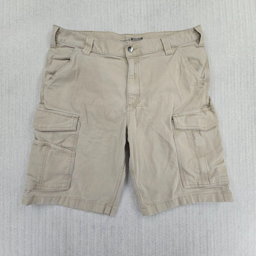 Carhartt Shorts Mens 36 Beige Rugged Flex Relaxed Fit Cargo Canvas 11 Inseam